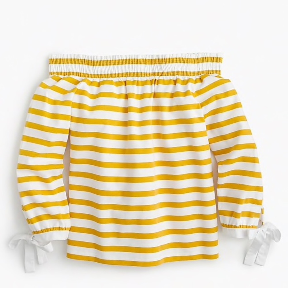 NWT jcrew off the shoulder stripped shirt